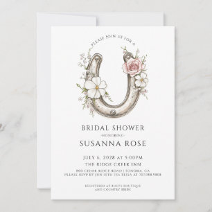 Invitación Ducha de Novia Vaquera con Herradura Floral en Acu