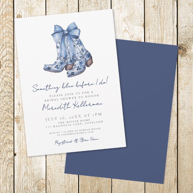Invitación Ducha de Novia Vaquera de Campo (Country Bow Cowboy Bridal Shower Invitation)