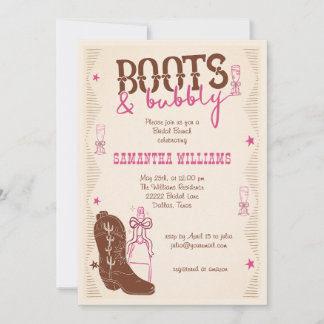 Invitación Ducha de novia vaquera occidental Botas y burbujas