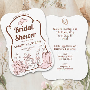 Invitación Ducha de novia vaquera occidental dibujada a mano