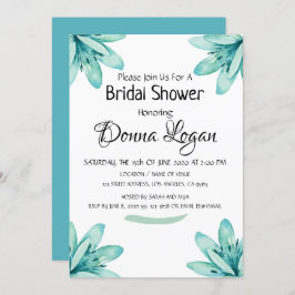 Invitación Ducha de novia Verde azulada floral personalizada