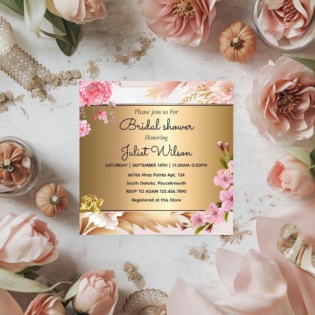 Invitación Ducha de novia verde azulada Soiree Shine Gold dam (Subido por el creador)