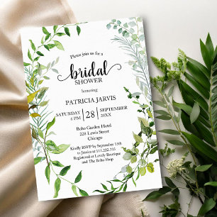Invitación Ducha de Novia Verde Eucalipto