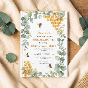 Invitación Ducha de Novia Verde Eucalipto Meant to Bee