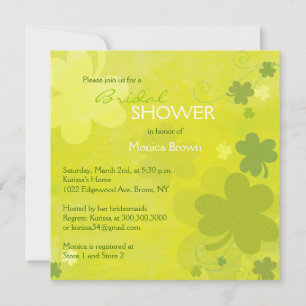 Invitación Ducha de novia verde irlandesa Shamrock