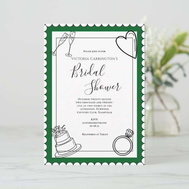 Invitación Ducha de novia verde moderno (Anverso de pie)