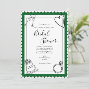 Invitación Ducha de novia verde moderno
