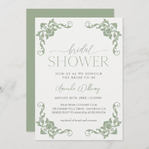 Invitación Ducha de novia verde sabio de Francia victoriana