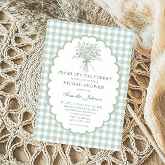 Invitación Ducha de Novia Verde Salvia Fresca del Mercado