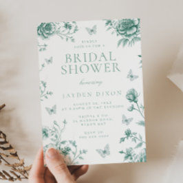 Invitación Ducha de novia verde vintage con encanto