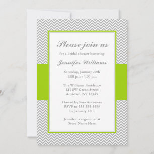 Invitación Ducha de novia verde y gris