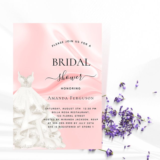 Invitación Ducha de novia vestido rosa rosa rosa blanco boda (Subido por el creador)