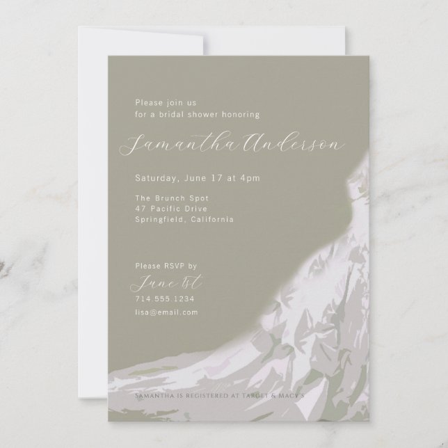 Invitación Ducha de novia vestido traje de traje (Anverso)