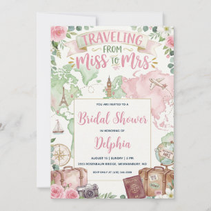 Invitación ducha de novia viajando de señorita a señora