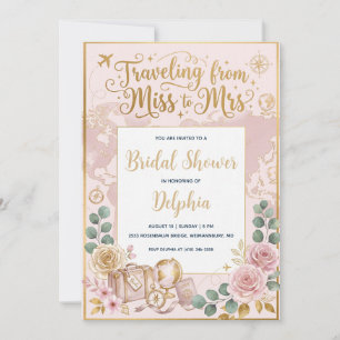 Invitación ducha de novia viajando de señorita a señora