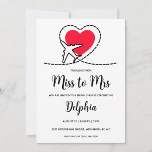 Invitación ducha de novia viajando de señorita a señora