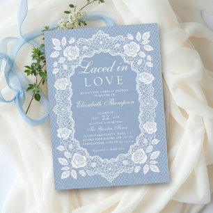 Invitación Ducha de Novia Vintage Azul Francés 'Laced in Love
