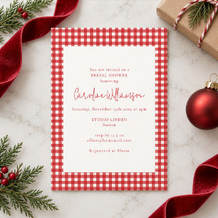 Invitación Ducha de Novia Vintage con Cuadros Rojos de Navida