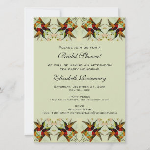 Invitación Ducha de novia vintage, flores florales de Humming