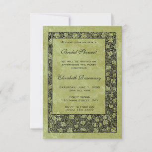 Invitación Ducha de novia vintage, hojas de vid de uva victor
