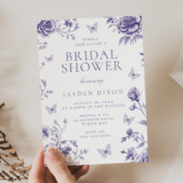 Invitación Ducha de novia vintage morada encantada