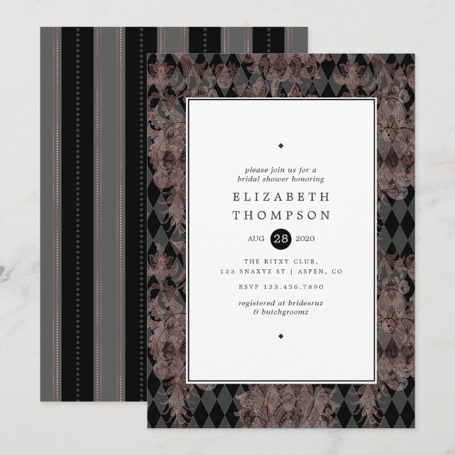 Invitación Ducha de Novia Vintage Shabby-Chic (Anverso / Reverso)
