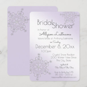 Invitación Ducha de novia violeta con copo de nieve