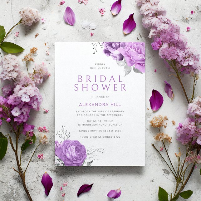 Invitación Ducha de novia violeta de lavanda morada (Subido por el creador)