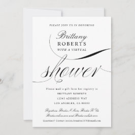 Invitación Ducha de novia virtual con guiones elegantes en bl