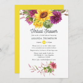 Invitación Ducha de novia virtual de verano de girasol