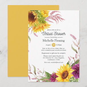 Invitación Ducha de novia virtual floral de cirujanos de sol 