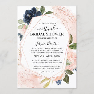 Invitación Ducha de novia virtual floral Rubor de la marina