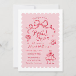 Invitación Ducha de novia Whimsical Rosa-Roja