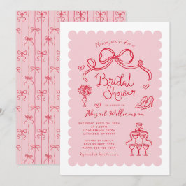 Invitación Ducha de novia Whimsical Rosa-Roja