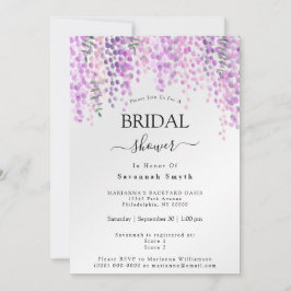 Invitación Ducha de novia Wisteria rosa Agua Floral Floral