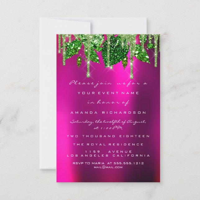 Invitación Ducha de novia Woodland Perforaciones verdes rosad (Anverso)