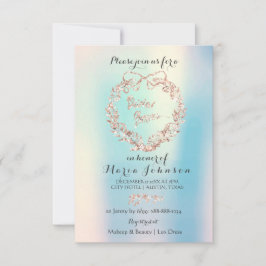 Invitación Ducha de novia Wreath Floral Marfil Opal Rosa Azul