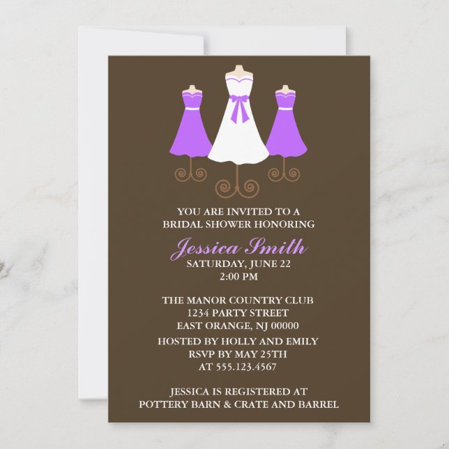 Invitación Ducha de novia y de novia (Anverso)