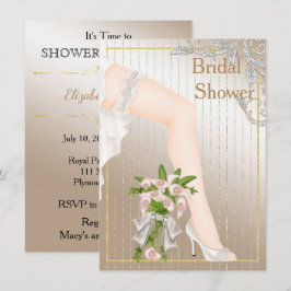 Invitación Ducha de novias afroamericana de marfil y satén