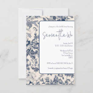 Invitación Ducha de novias azul y blanca