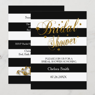 Invitación Ducha De Novias - Bandas Con Letras De Oro