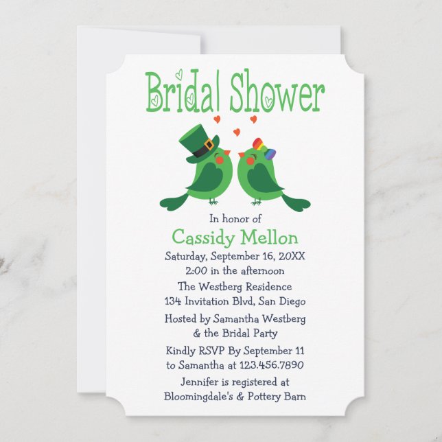 Invitación Ducha de Novias Blancas y Verdes (Anverso)