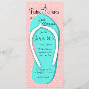 Invitación Ducha de novias Blue and Pink Flip Flop