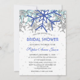 Invitación Ducha de novias Blue Snowflakes, marina de inviern