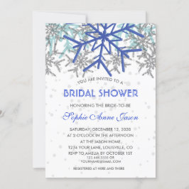 Invitación Ducha de novias Blue Snowflakes, marina de inviern