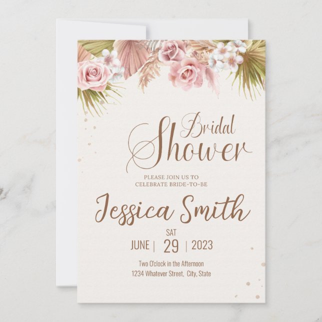 Invitación Ducha de novias bohemias (Anverso)