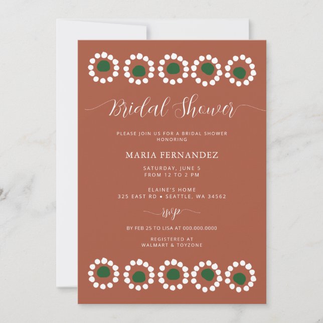 Invitación Ducha de novias Boho Barro en México (Anverso)