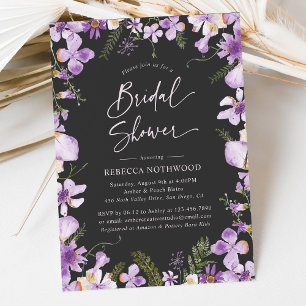 Invitación Ducha de novias Boho Purple Wildflowers