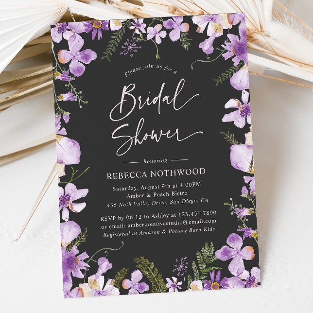 Invitación Ducha de novias Boho Purple Wildflowers (Subido por el creador)