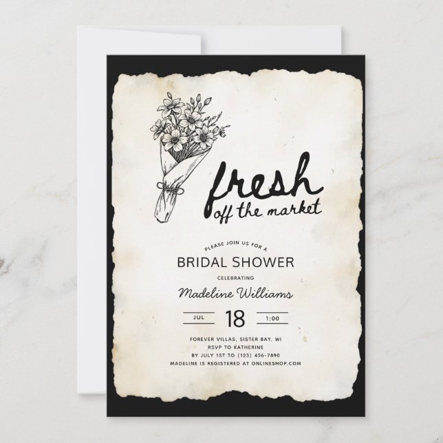 Invitación Ducha de novias Bouquet de flores de mercado para  (Anverso)